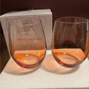 NWT Set of 2 Stemless Wine Glasses